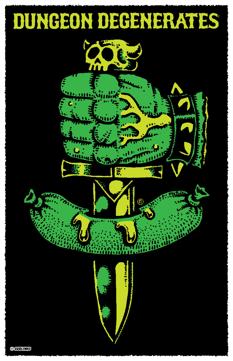 Dungeon Degenerates Logo - Sausage Stabber Green - 11 Dungeon Degenerates Logo - Sausage Stabber Green - 11