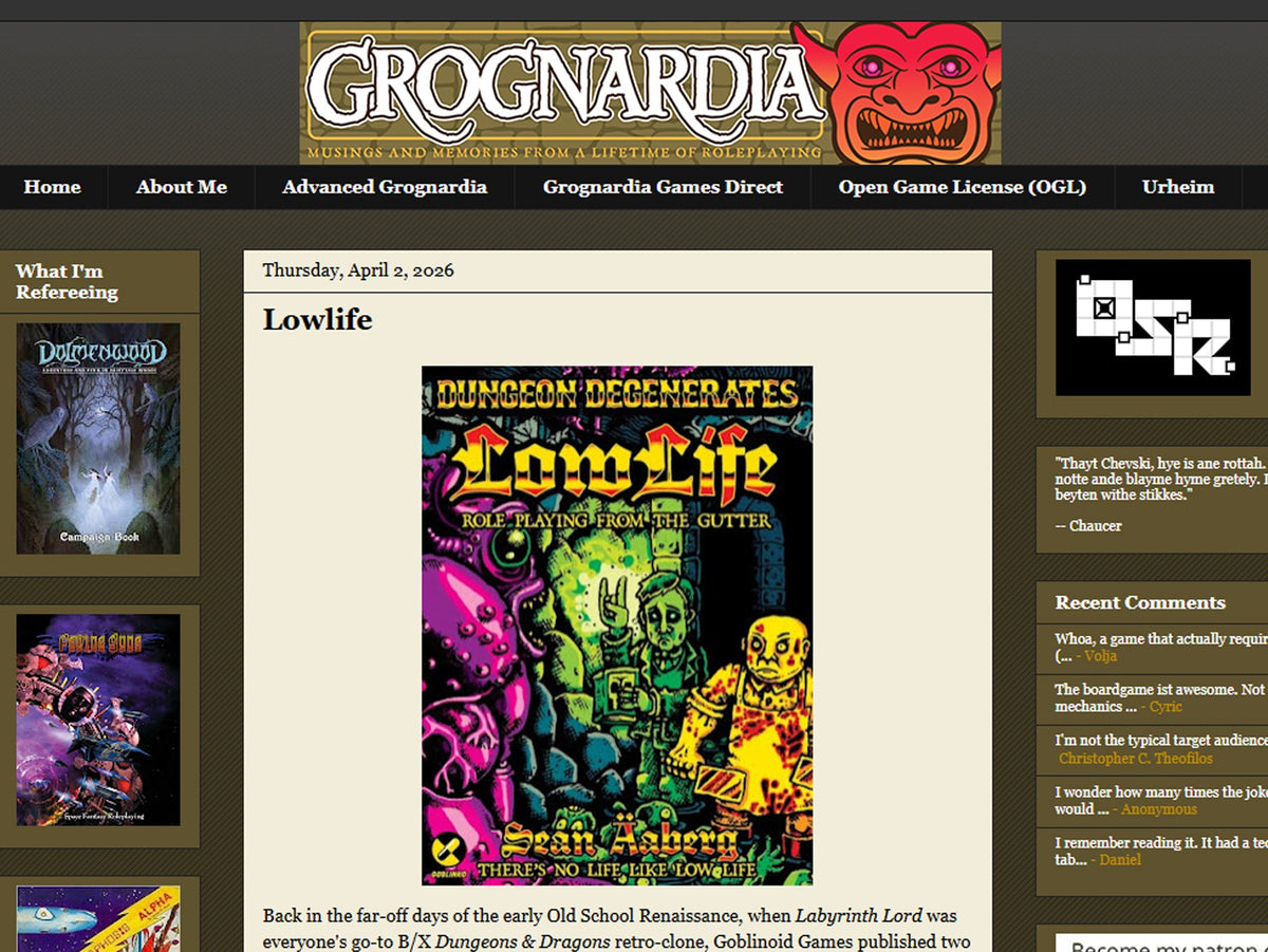 GROGNARDIA BLOG POST ABOUT LOWLIFE