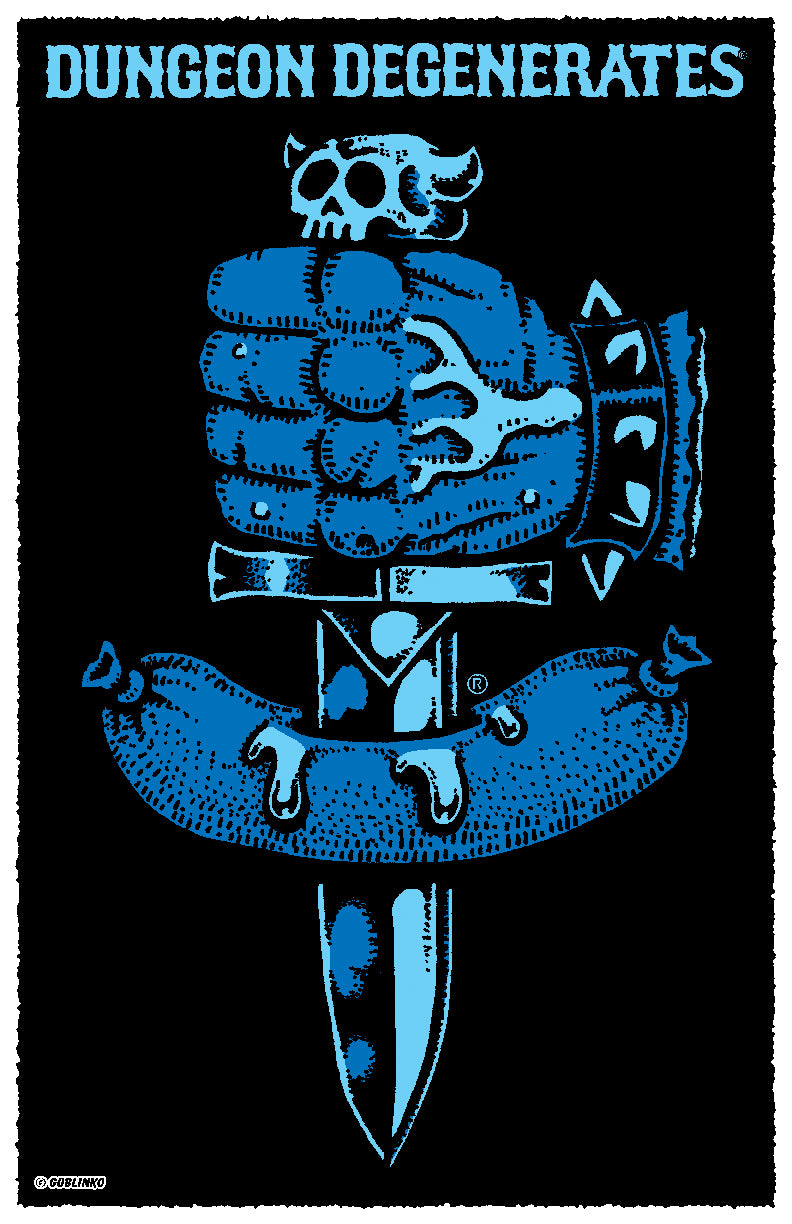 Dungeon Degenerates Logo - Sausage Stabber Blue - 11" x 17"