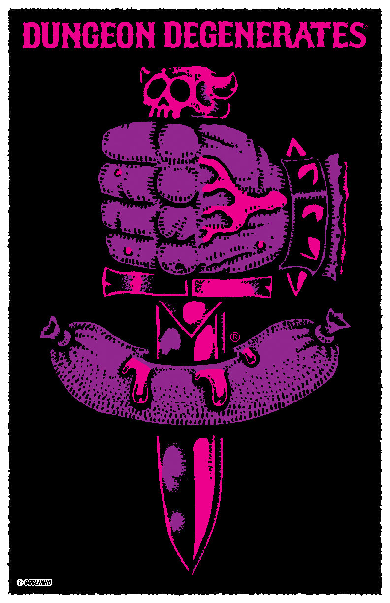 Dungeon Degenerates Logo - Sausage Stabber Magenta - 11" x 17"