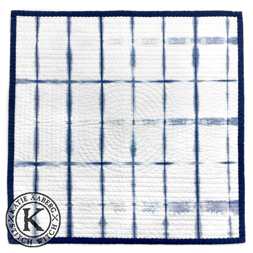 Stitch Witch - Hand Dyed, Quilted, Shibori Indigo Space Mat #4